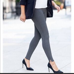 Womens Spanx Ponte Hem Slit Leggings Gray